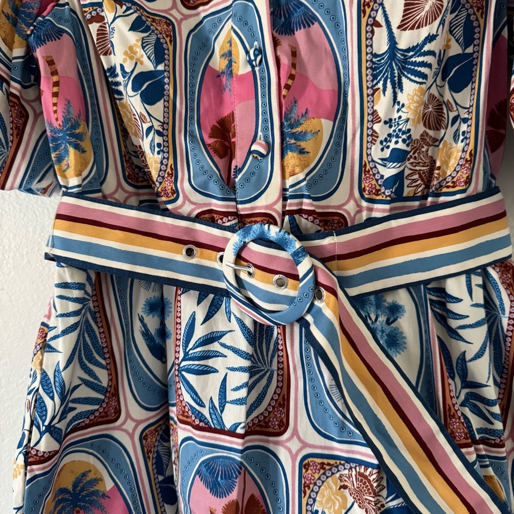 Joie tropical multi color printed Dress with Belt - Picture 7 of 14